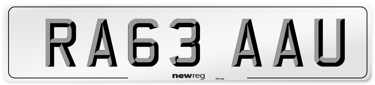 RA63 AAU Number Plate from New Reg